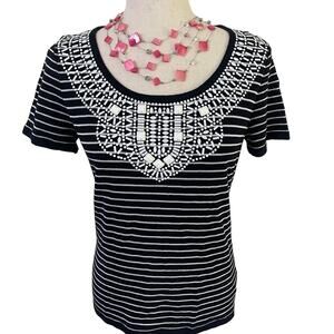 St John Jeweled Wool Blend Knit Top Sz P  (S)